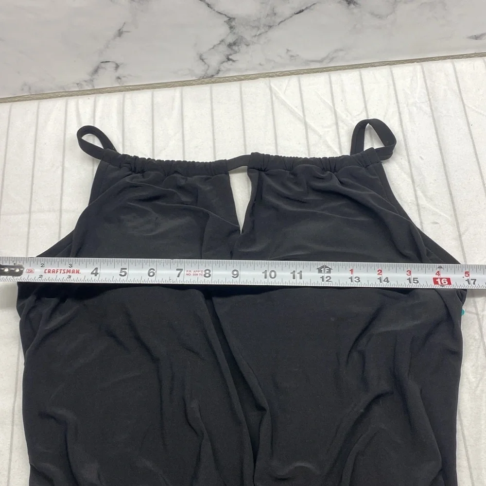 Aqua Green Women's Standard Keyhole Blouson Romper, Black Swim Romper size M - Picture 10 of 15